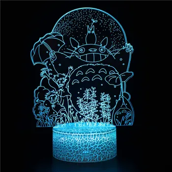 Anime Cartoon Tonari no Totoro Naktį Šviesos diodų (LED) Vaikams Crack Base Dekoratyvinis Stalo Lempa 3D Nihgtlamp Namų Dekoro Dovanos