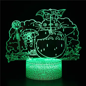 Anime Cartoon Tonari no Totoro Naktį Šviesos diodų (LED) Vaikams Crack Base Dekoratyvinis Stalo Lempa 3D Nihgtlamp Namų Dekoro Dovanos