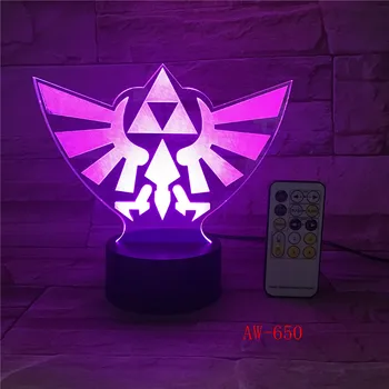 Legenda Zeldass Trikampis 3D USB LED Nakties Šviesa 7 Spalvų Iliuzija Lempos Nuotolinio Valdymo Vaikai Gyvenimo Miegamojo Lempa AW-650