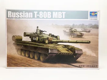 1/35 rusų T-80B Pagrindinis Tankas Karinės Surinkti Automobilio Modelį Žaislas Trimitininkas Berniukas Dovana