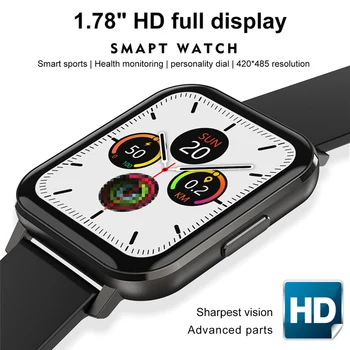 1.78 colių Full Touch Smart Watch Vyrų IP68 Vandeniui Smartwatch Moterų Daugiakalbio Rodymo Fitness Tracker Žiūrėti 