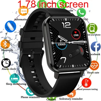 1.78 colių Full Touch Smart Watch Vyrų IP68 Vandeniui Smartwatch Moterų Daugiakalbio Rodymo Fitness Tracker Žiūrėti 