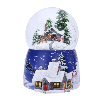 1 Vnt Dervos Music Box Krištolo Rutulį Sniego Gaublys, Stiklas Žiburiai Kalėdų Dovana Su Garsiakalbio Verpimo Santa Claus Amatų Darbalaukio Dekoras