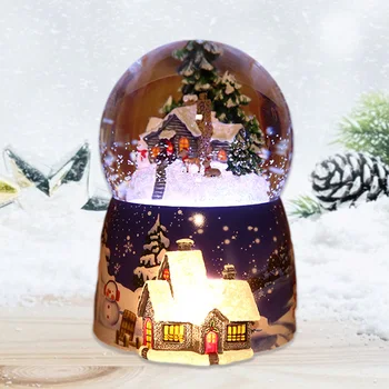 1 Vnt Dervos Music Box Krištolo Rutulį Sniego Gaublys, Stiklas Žiburiai Kalėdų Dovana Su Garsiakalbio Verpimo Santa Claus Amatų Darbalaukio Dekoras