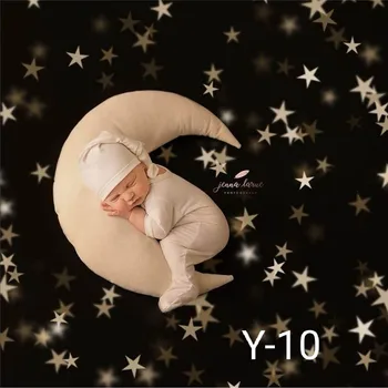 1 rinkinys naujagimiui fotografijos rekvizitai mėnulio formos pagalvės su 4 žvaigždučių ir skrybėlės full-moon baby fotosesiją priedai