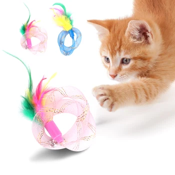 10 Vnt Lankstus Katė Žarna Pavasario Žaislas Su Plunksna Išskleidimo Interaktyvūs Žaislai Augintiniai Katės Kačiukas, Skirta Naminių Kačių