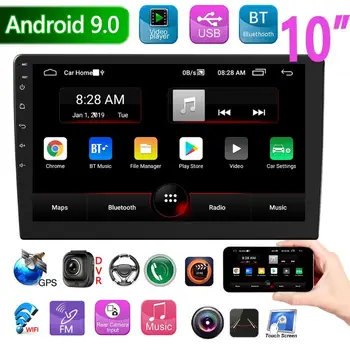 10 colių Dvigubi 2 DIN Car Stereo Android 9.0 Galvos Vienetas GPS Navigacija, Bluetooth, WiFi Radijo Automobilių Pažangi Sistema, Multimedia