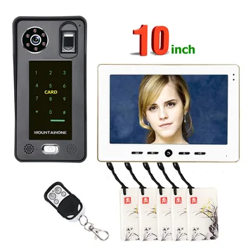 10 colių pirštų atspaudų IC kortelės video durų telefonu domofonas doorbell naktinio matymo apsaugos vaizdo kameromis