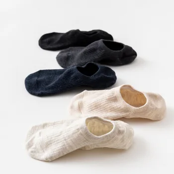 10 vnt = 5 porų Vasarą naujas Japonų vientisos spalvos ponios nematomi kojinės Silikono neslidus moterų Medvilnės kojinės šlepetė kojinės