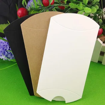 100 vnt popieriaus langelį Kraft juoda balta Pagalvė Formos Vestuvių Naudai Dovanų Dėžutėje Šalis Saldainių Dėžutė Didmeniniams dėžės Pagalvė