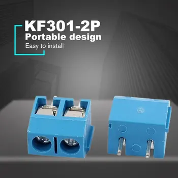 100VNT KF301-2P 2 Pin Plug-in PCB Varžtas Gnybtų Bloko Jungtis 5.08 mm Žingsnio Jungčių, Terminalų Tikslumo apdailos