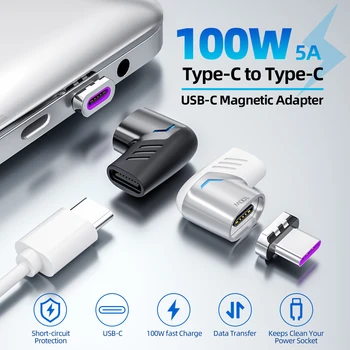 100W Alkūnė L Formos, C Tipo Magnetinių Adapteris USB C Magnetas Ryšio Greito Įkrovimo Samsung 
