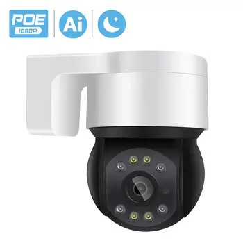 1080P 48V POE Mini PTZ IP Kamera Lauko SD Kortelę Ai Žmogaus Aptikimo Dome 2MP Kamera, IP Garso IR Baltas LED CCTV Saugumo Kameros