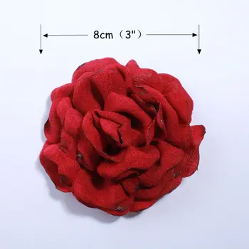 10VNT 8CM 3inch Mados Korėja Sudeginti Kanapių Audinio Gėlės Plaukams Įrašus Puikus Camellia Žiedų Gėlę Lankelis U Pasirinkti Spalvą