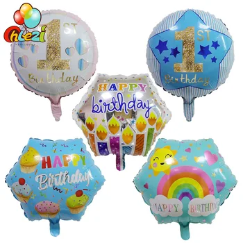 10vnt 18inch su Gimtadieniu Folija balionai šešiakampis Turas Helio balionas Gimtadienio dekoracijos Vaikams, žaislai, Kūdikių Dušas Prekes