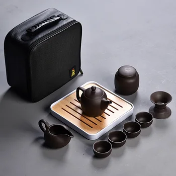 10vnt Kung fu Arbatos rinkinys,Gražus ir lengvai virdulys arbatinukas,Kinijos Kelionės Keramikos Nešiojamų Teaset,Keraminės Plokštelės Kavos Puodelio gaiwan