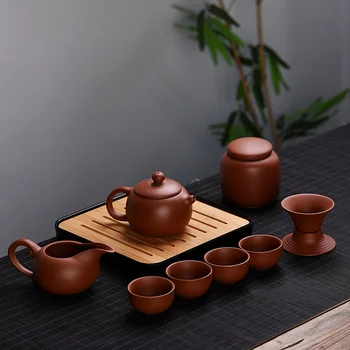 10vnt Kung fu Arbatos rinkinys,Gražus ir lengvai virdulys arbatinukas,Kinijos Kelionės Keramikos Nešiojamų Teaset,Keraminės Plokštelės Kavos Puodelio gaiwan