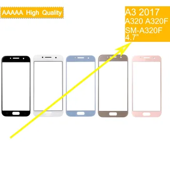 10vnt TouchScreen Samsung Galaxy A3 2017 A320 A320F SM-A320F A320Y Touch Ekranas, Priekinė Panelė Stiklo Objektyvo Priekinės Stiklo
