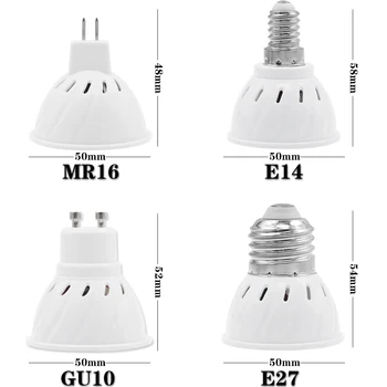 10vnt/daug E27 E14 GU10 MR16 LED Lemputė, Prožektorius AC 220V 240V Lamparas LED Lemputės Energijos Taupymo Ampulä-Šalta, Šilta Balta Dėmė Šviesos