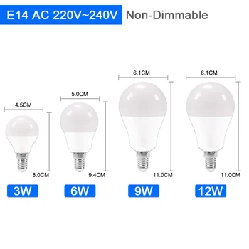 10vnt/daug LED Lemputės šviesos srautą galima reguliuoti Lempos, E27 E14 Reali Galia 24W 20W 15W 12W 9W 5W 3W 220V 240V Lemputės Smart IC Lampada LED Bombilla
