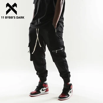 11 BYBB TAMSU Hip-Hop 2020 Metų Vasaros Užtrauktukas Kišenės Krovinių Kelnės Mados Streetwear Prarasti Atsitiktinis Poilsiu Vyrų Tatical Kelnės Juoda