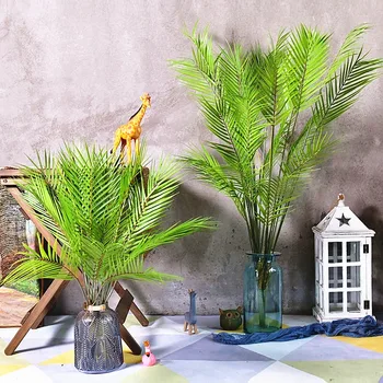 125cm13 Šakutės Dideli Dirbtiniai Augalai Plastiko Žalios Palmių Medžių Šakos Atogrąžų Tema Netikrą Medį Patalpų Kraštovaizdžio Office Home Deco