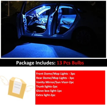 13Pcs Automobilių Baltos spalvos Interjeras, LED elektros Lemputes Paketo Komplektas 2003-2011 Bmw 1 serija E87 118i 23d 135i M Žemėlapio Dome Kamieno Lempos Iceblue