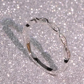 14 KARATŲ Balto Aukso Žiedas Micro apdaila Modeliavimas Deimantiniai Žiedai Moterims vienoje Eilėje S925 Sidabro Spalvos Vestuvinis Žiedas Fine Jewelry