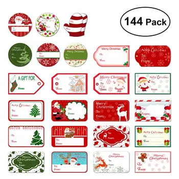 144 Kalėdų Lipni Dovana Žymeklį Lipdukai 24 Įvairūs Dizaino, Santa Snowmen Kalėdų Dovanos Etiketės, Lipdukai