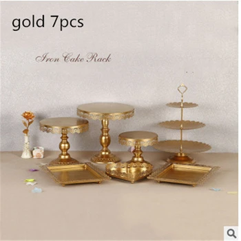 14PCS Aukso balto Pyrago Stovėti Nustatyti Apvalus Metalas Kristalų Cupcake Desertas Ekranas Pjedestalo Vestuves Ekranas