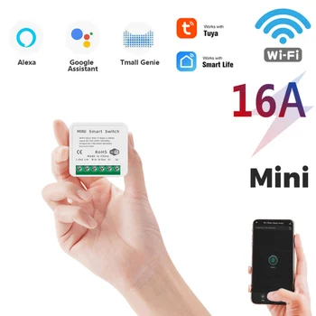 16A MINI Wifi Smart Switch Laikmatis Belaidžio Jungikliai Nuslėpė Protingo Namo Automatizavimo Suderinama Su Tuya Alexa 