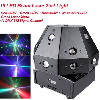 16x3W RGBW LED Grybų Ir Žalia Šviesa LED Lazeris Juda Šviesos Žibintai LED Šviesos Lazerio 2IN1 DJ Šalies Etapo Poveikį Apšvietimas