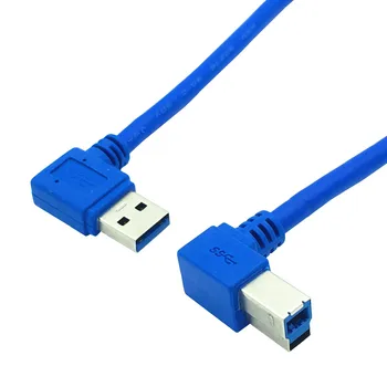 1Ft USB 3.0 male kištukas 90 laipsnių kampu į kairę USB 3.0-B male kairysis kampas Kabelis