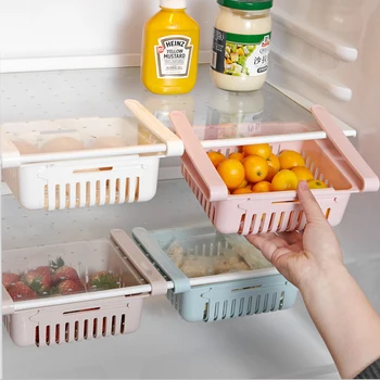 1PCS Patogus Reguliuojamas Šaldytuvas Maisto, Vaisių Organizuoti Erdvės taupymo Stalčių Organizatorius Rūšiavimo Krepšelį Virtuvės Įrankiai