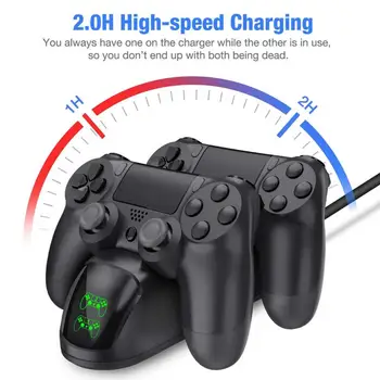 1pc Naujas Led Šviesos Įkroviklio PS4 Slim/Pro Žaidimų Valdiklis Dual USB Greitas Įkroviklis Doko Stotis Playstation 4 Žaidimas Priedai