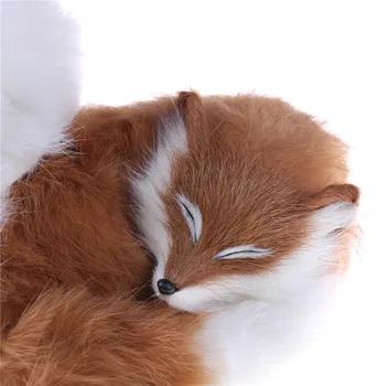 1pcs Mielas Realus Miega Fox tikro Kailio Furry Gyvūnų Interjero Papuošalas Gyvūnų Pliušiniai Žaislai Minkšti Pliušiniai Gyvūnai