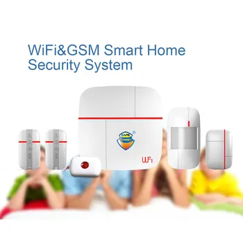 (1set)Vcare Multi-funkcija WIFI, GSM Dual Smart Home Signalizacija su Judesio Durų/Langų Jutiklis ir Medicinos Pagalbos Mygtuką A Ver