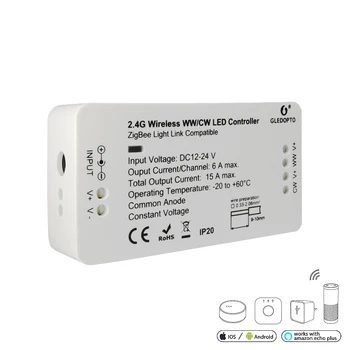 2.4 G Wiress ZIGBEE LED Valdiklis RGBW RGB+BMT 15A DC12V-24V Led Juostelė Blankesnė Vairuotojo Smart Wifi ZIGBEE Juostos Valdiklis