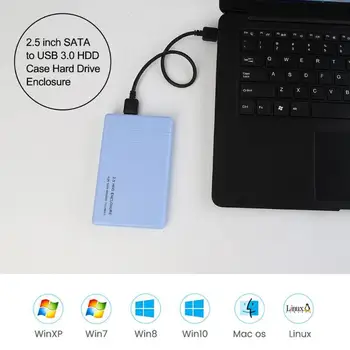2.5 colio SATA į USB 3.0 Adapteris HDD Atveju 5GB/S Kietojo Disko korpusas su Kabeliu 7mm/9.5 mm 2,5 colio SATA 1/2/3 HDD SSD