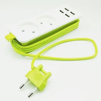 2 Vnt. Maitinimo Juostos su 4 USB Prievado,Nešiojamų Kelionių Įkroviklio Lizdas,for Smartphones&Tabletės-ES Plug