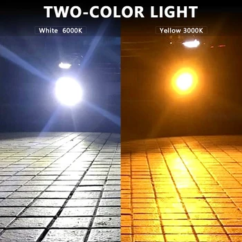 2 vnt Automobilių Priešrūkinis Žibintas Dviejų spalvų LED Lemputė H1 H3 H4 H7, H8/H11 9006 880 priekinis žibintas High Power Lemputė Balta ir Geltona šviesa