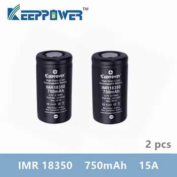 2 vnt KeepPower IMR 18350 baterija IMR18350 750mAh 15A max išleidimo li-jonų didelio nutekėjimo baterija 3.7 V lašas laivybos Originalas