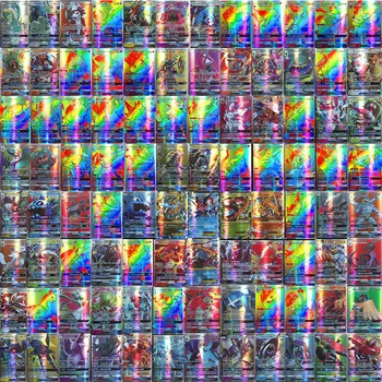 200pcs/set Anime Žaidimas Trading Card 60 100vnt Šviečia Pokemons Korteles MEGA GX Ne Kartoti Mūšis Carte Vaikams Berniukams, Žaislų, Dovanų Dėžutėje