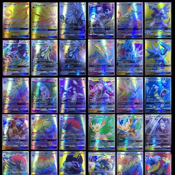 200pcs/set Anime Žaidimas Trading Card 60 100vnt Šviečia Pokemons Korteles MEGA GX Ne Kartoti Mūšis Carte Vaikams Berniukams, Žaislų, Dovanų Dėžutėje