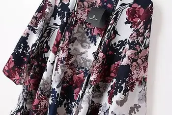 2016 Naujas Vasaros Moterų Kimono Boho Megztinis Mados Ponios Šifono Marškinėliai Gėlių Spausdinti Palaidinė camisas femininas Prarasti Paplūdimio Skara