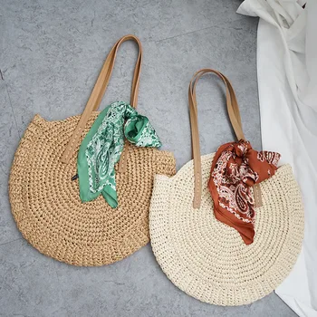 2018 naujos kartos šiaudų maišą paplūdimio krepšys austi didelės talpos, vieną petį, ranką, nėrimo Vasaros mergaitė krepšys