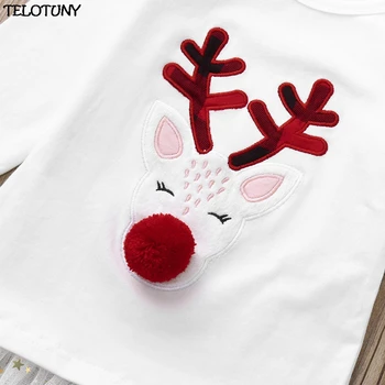 2019 MADOS Bamblys Vaikams Baby Girl Elnias marškinėliai Topai+Pledas Kelnes Kalėdų Drabužius Nustatyti IU30 Dropshoper