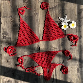 2019 Naujas Rankų Darbo Nėriniais Micro Bikini G Thong Eilutė Paplūdimio Micro Maudymosi Kostiumai Seksualus Apatinis Trikotažas Nustato Karšto Pardavimo