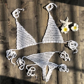 2019 Naujas Rankų Darbo Nėriniais Micro Bikini G Thong Eilutė Paplūdimio Micro Maudymosi Kostiumai Seksualus Apatinis Trikotažas Nustato Karšto Pardavimo