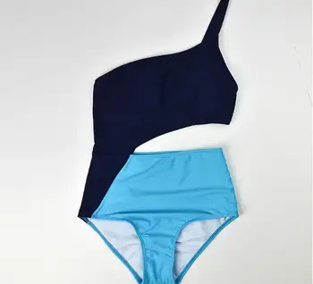 2019 Naujausias Seksualus mėlyna raudona kratinys 1piece maudymosi kostiumėlį vieną petį monokini paplūdimio plaukti dėvėti moteriški maudymosi